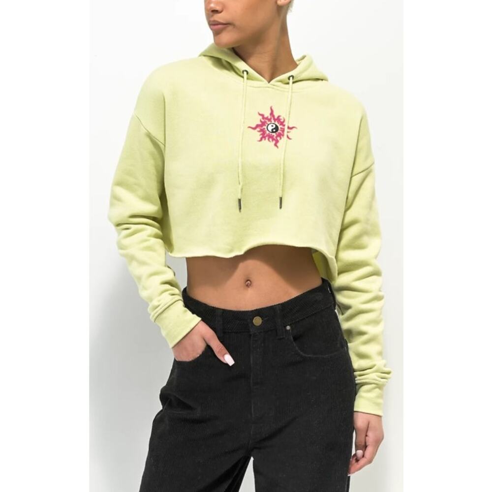 Empyre Cropped Lightweight Hoodie Sweatshirt - Womens Large - Yellow - NWT